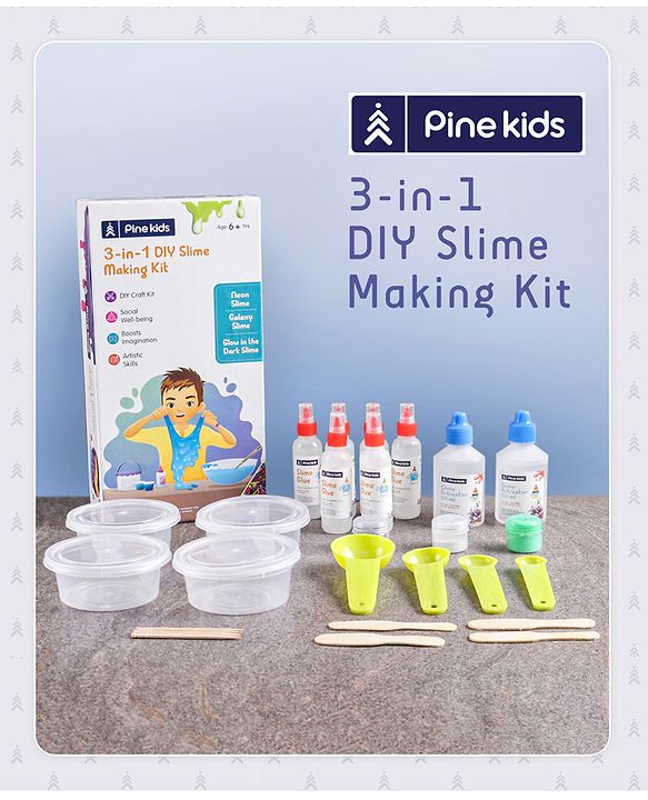 Pine Kids 3-in-1 DIY Slime Making Kit - Multicolor | Enhances Creativity, Hands-On Learning | Bring Out the Kids Creativity & Hidden Talents | Perfect Gift for Birthdays & Parties | BIS Certified