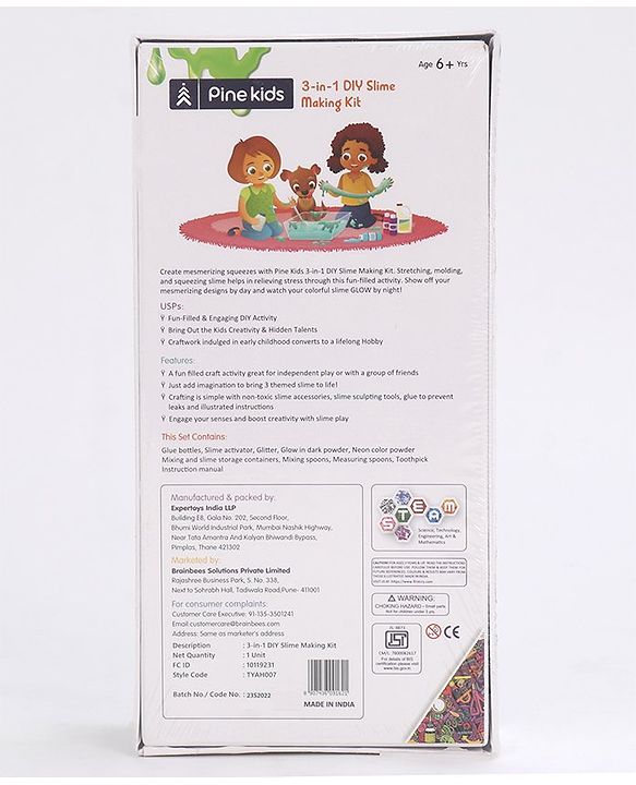 Pine Kids 3-in-1 DIY Slime Making Kit - Multicolor | Enhances Creativity, Hands-On Learning | Bring Out the Kids Creativity & Hidden Talents | Perfect Gift for Birthdays & Parties | BIS Certified