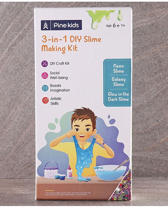 Pine Kids 3-in-1 DIY Slime Making Kit - Multicolor | Enhances Creativity, Hands-On Learning | Bring Out the Kids Creativity & Hidden Talents | Perfect Gift for Birthdays & Parties | BIS Certified