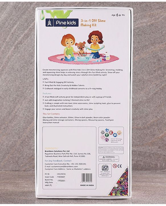 Pine Kids 3-in-1 DIY Slime Making Kit - Multicolor | Enhances Creativity, Hands-On Learning | Bring Out the Kids Creativity & Hidden Talents | Perfect Gift for Birthdays & Parties | BIS Certified