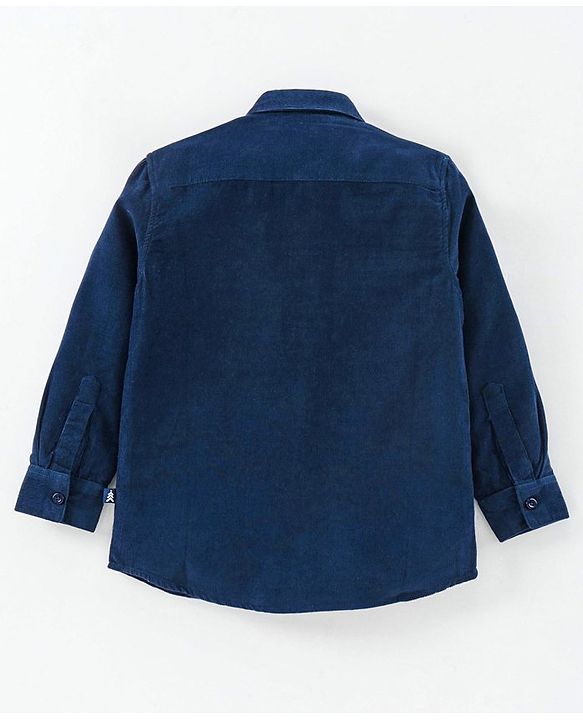 Pine Kids Full Sleeves Solid Corduroy Shirt - Navy