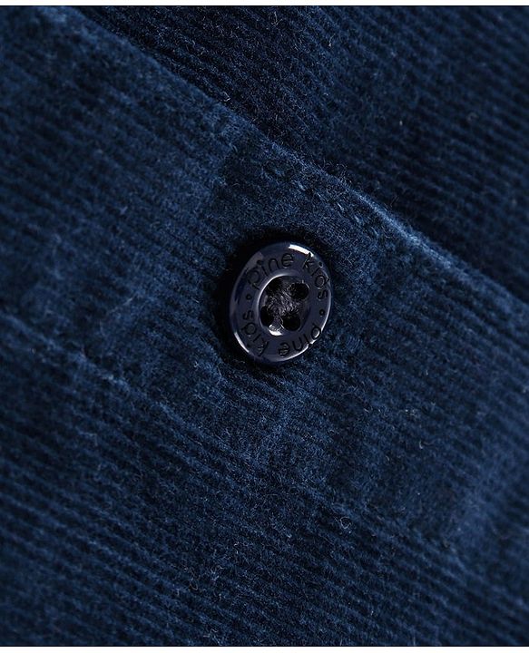 Pine Kids Full Sleeves Solid Corduroy Shirt - Navy