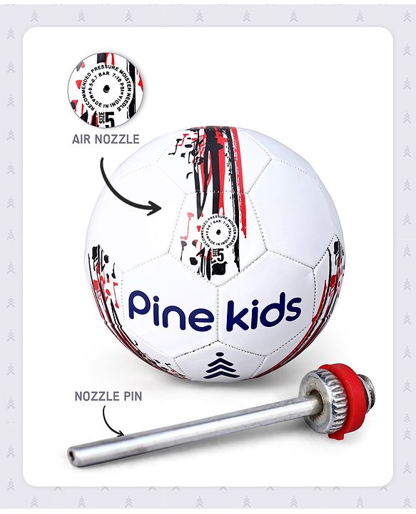 Pine Kids Professional Size - 5 Football - White | High-Quality Stitched Soccer Ball for Boys & Girls | Ideal for Training, Match Play & Practice | Official Size | Long-Lasting Performance