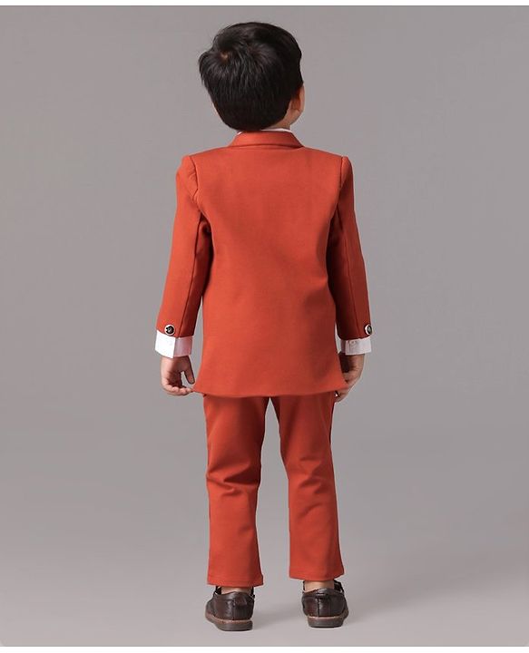 Babyhug 3 Piece Full Sleeves Party Suit With Bow - Red White