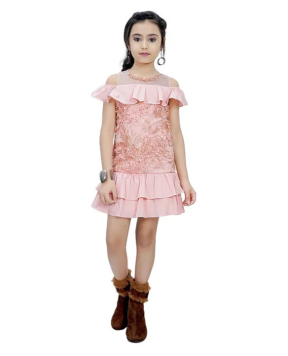 Half Sleeves Scalloped-Edge Flower Girl Dress with Lace – FancyVestido