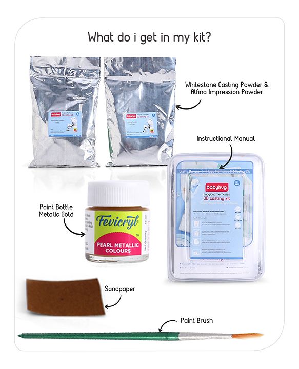 Babyhug Magical Memories 3D Casting Kit | 3D Baby Hand and Foot Casting kit | Captures Minute Details | High-Quality, Easy-To-Follow Kit | Metallic Gold