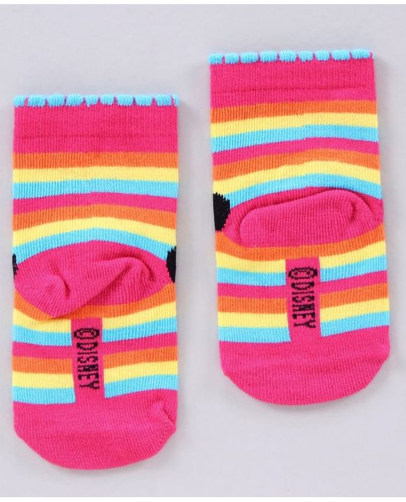 Cutewalk by Babyhug Disney Anti Bacterial Ankle Length Socks Minnie Mouse Print Pack of 3 - Pink White Mutlicolor