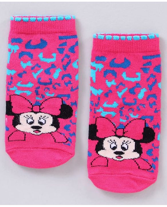 Cutewalk by Babyhug Disney Anti Bacterial Ankle Length Socks Minnie Mouse Print Pack of 3 - Pink White Mutlicolor