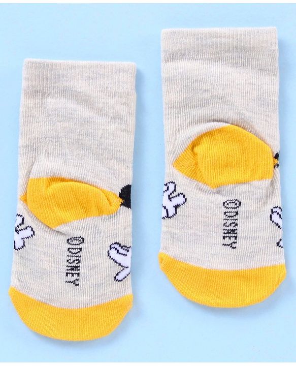 Cute Walk by Babyhug Anti Bacterial Ankle Length Socks Disney Cartoon Characters Print Pack of 3 - Grey Pink Red