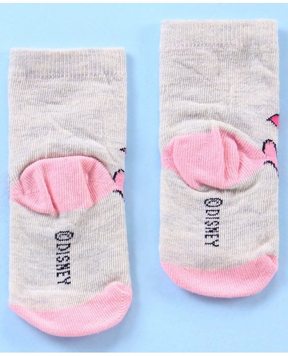 Cute Walk by Babyhug Anti Bacterial Ankle Length Socks Disney Cartoon Characters Print Pack of 3 - Grey Pink Red