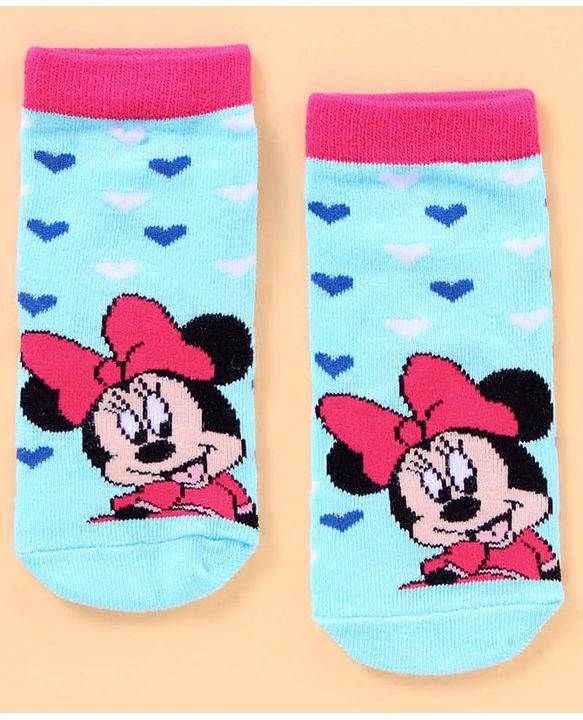 Cute Walk by Babyhug Anti Bacterial Ankle Length Socks Minnie Mouse Print Pack of 3 - Pink Blue