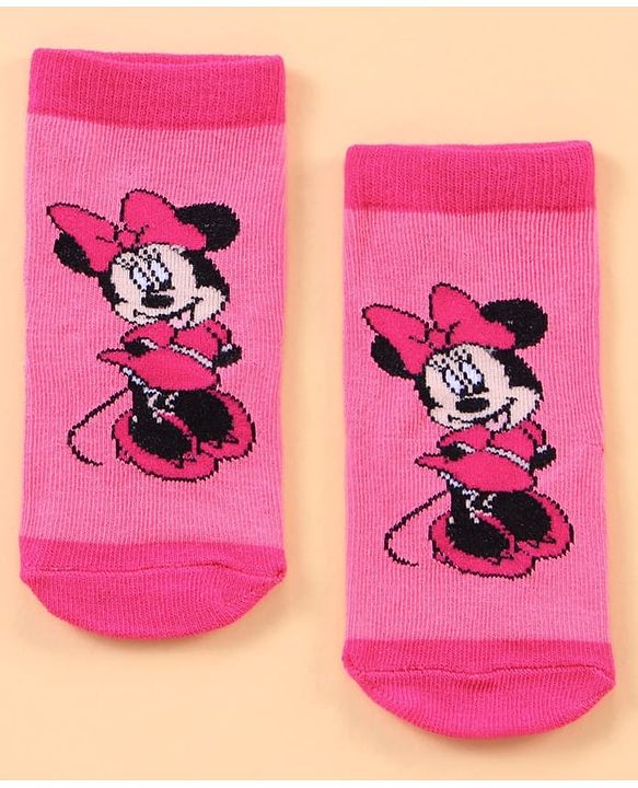 Cute Walk by Babyhug Anti Bacterial Ankle Length Socks Minnie Mouse Print Pack of 3 - Pink Blue