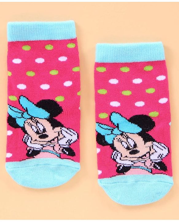 Cute Walk by Babyhug Anti Bacterial Ankle Length Socks Minnie Mouse Print Pack of 3 - Pink Blue