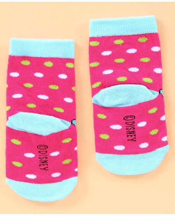 Cute Walk by Babyhug Anti Bacterial Ankle Length Socks Minnie Mouse Print Pack of 3 - Pink Blue