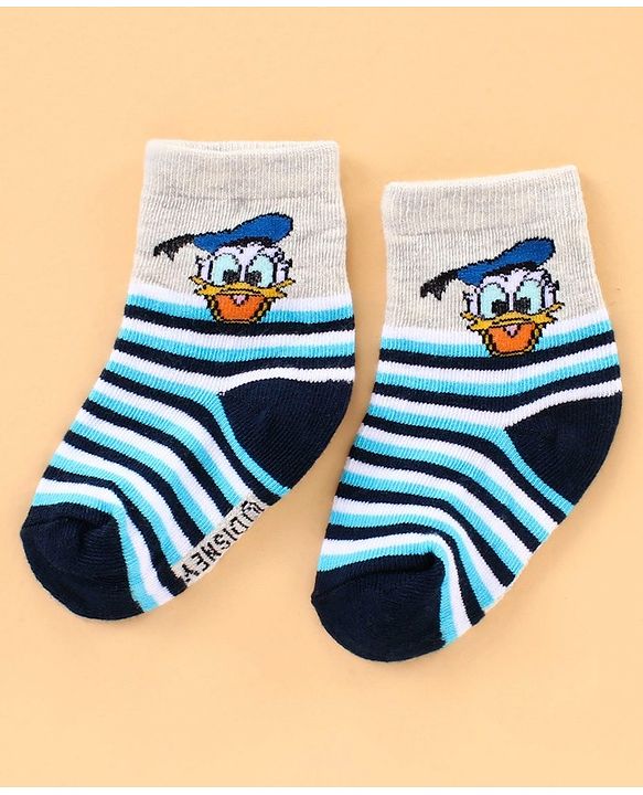 Cute Walk by Babyhug Ankle Length Antibacterial Socks Disney Design Pack of 3 - Blue