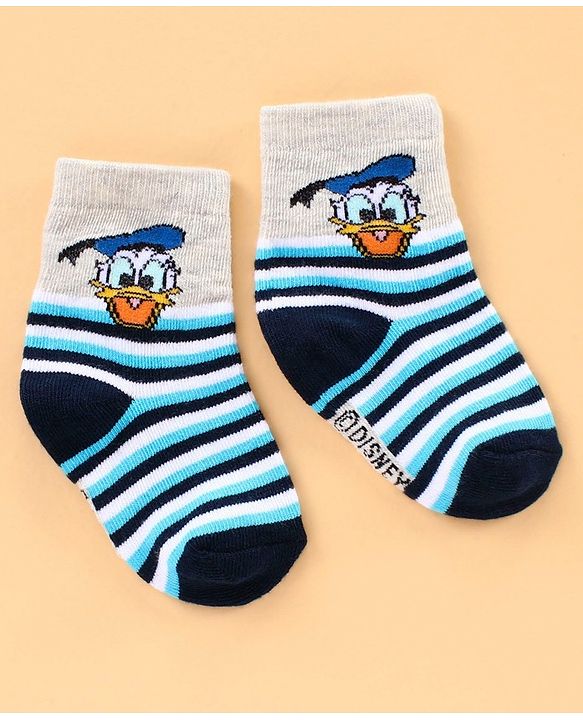 Cute Walk by Babyhug Ankle Length Antibacterial Socks Disney Design Pack of 3 - Blue