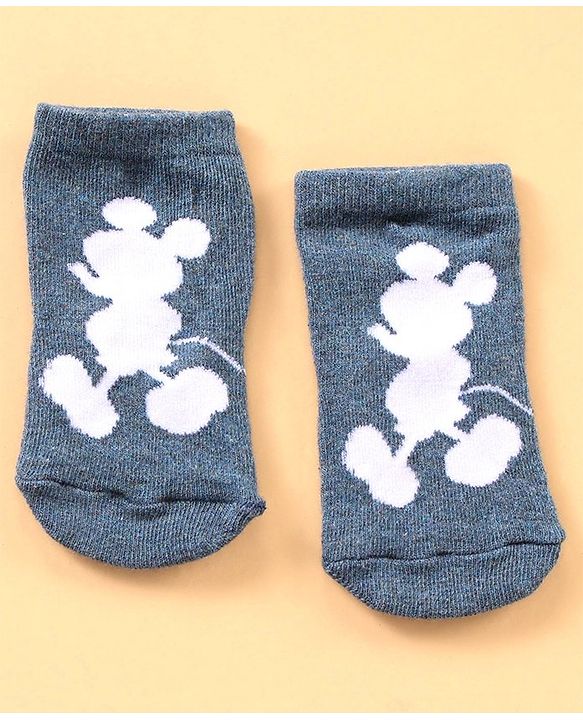 Cute Walk by Babyhug Cotton Blend Ankle Length Anti Bacterial Socks Mickey Mouse Design Pack of 3 - Grey Red