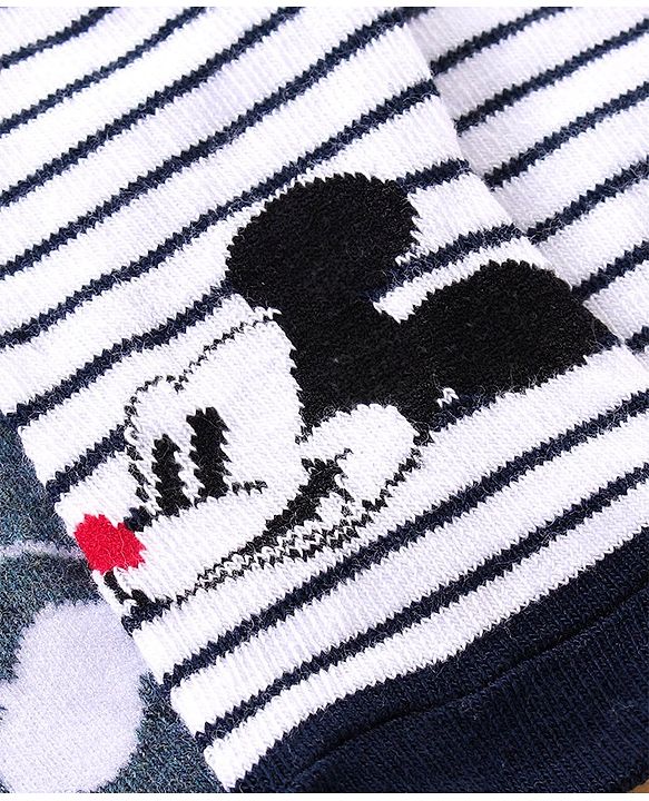Cute Walk by Babyhug Cotton Blend Ankle Length Anti Bacterial Socks Mickey Mouse Design Pack of 3 - Grey Red