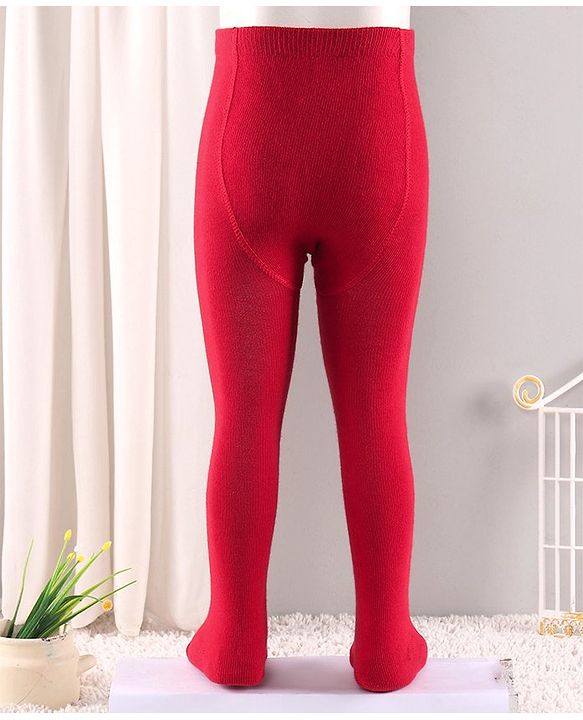 Cute Walk by Babyhug Antibacterial Solid Footed Tights - Red
