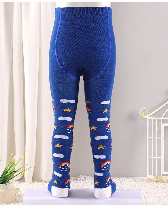 Cute Walk by Babyhug Antibacterial Rainbow Design Footed Tights - Blue