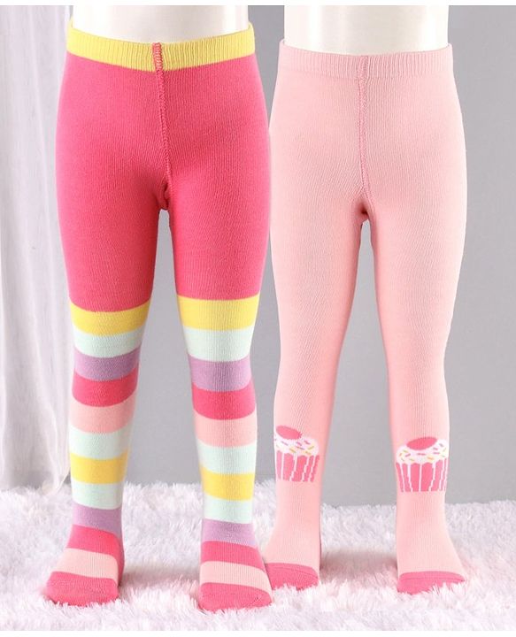 Cute Walk by Babyhug Antibacterial Solid Footed Tights Pack of 2 - Pink