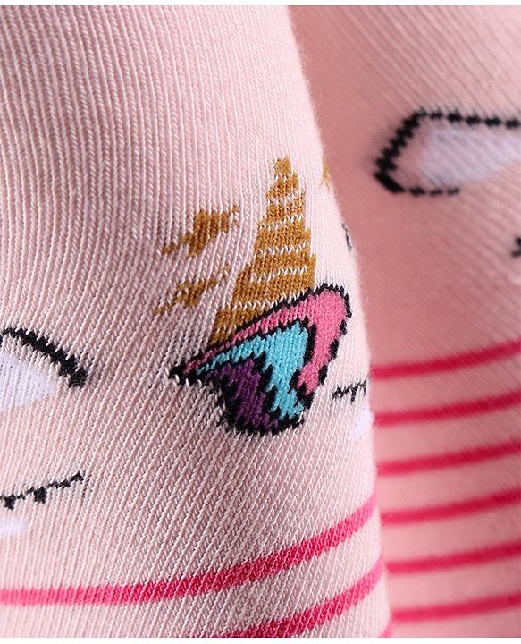 Cute Walk by Babyhug Anti Bacterial Tights Unicorn Design - Pink