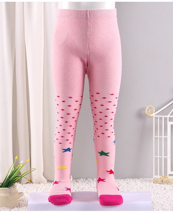 Cute Walk by Babyhug Antibacterial Solid Footed Tights - Pink