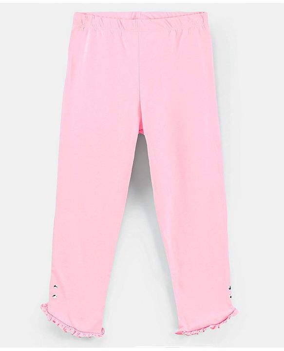 Pine Kids Organic Cotton & Biowash Three Fourth Length Solid Colour Leggings Pack of 2 - Fuchsia & Light Pink