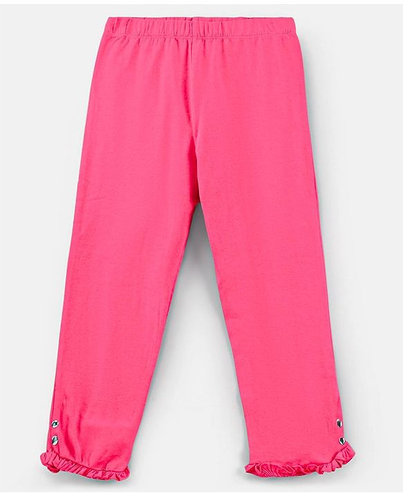 Pine Kids Organic Cotton & Biowash Three Fourth Length Solid Colour Leggings Pack of 2 - Fuchsia & Light Pink