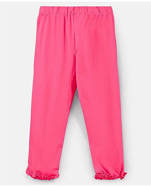 Pine Kids Organic Cotton & Biowash Three Fourth Length Solid Colour Leggings Pack of 2 - Fuchsia & Light Pink