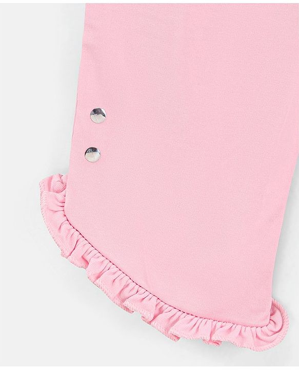 Pine Kids Organic Cotton & Biowash Three Fourth Length Solid Colour Leggings Pack of 2 - Fuchsia & Light Pink