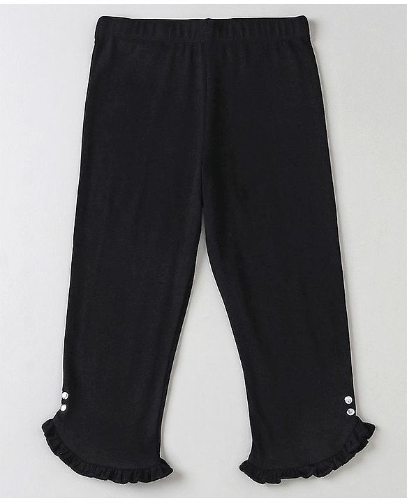 Pine Kids Solid Calf Length Legging with Organic Cotton and Biowash Pack of 2 - Black White