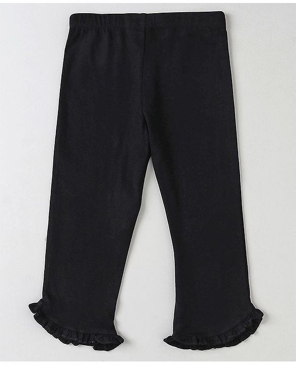 Pine Kids Solid Calf Length Legging with Organic Cotton and Biowash Pack of 2 - Black White