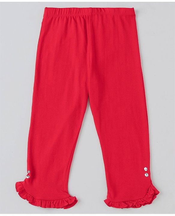 Pine Kids Solid Calf Length Legging with Organic Cotton and Biowash Pack of 2 - Blue Red