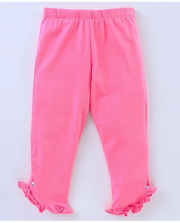 Pine Kids Calf Length Legging With Organic Cotton And Biowash Pack of 2 - White Pink