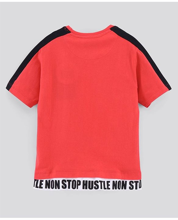 Pine Kids Biowash Half Sleeves Tee Super Speed Print - Red
