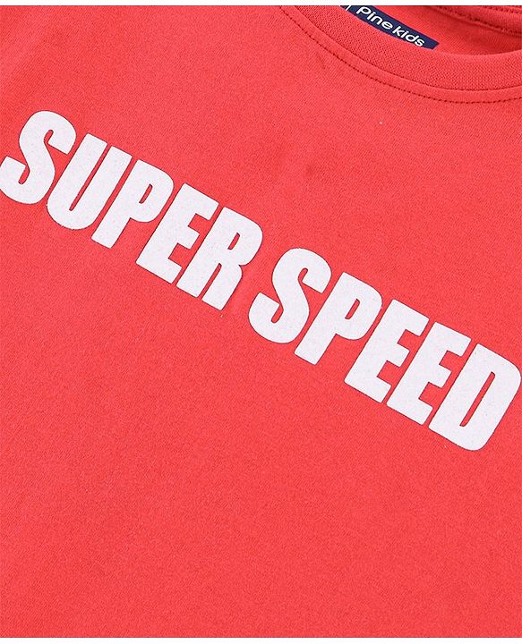 Pine Kids Biowash Half Sleeves Tee Super Speed Print - Red