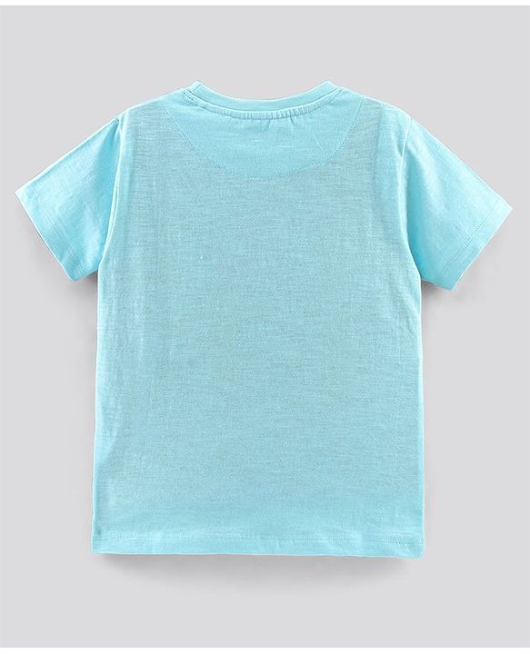 Pine Kids Half Sleeves Biowash Tee Wave Print - Light Blue