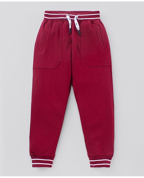 Pine Kids Biowashed Full Length Lounge Pant With Drawstring - Red