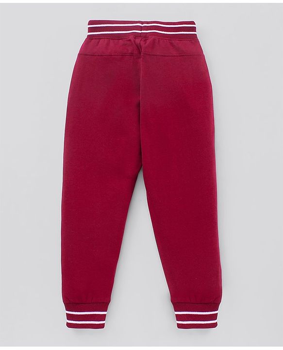 Pine Kids Biowashed Full Length Lounge Pant With Drawstring - Red