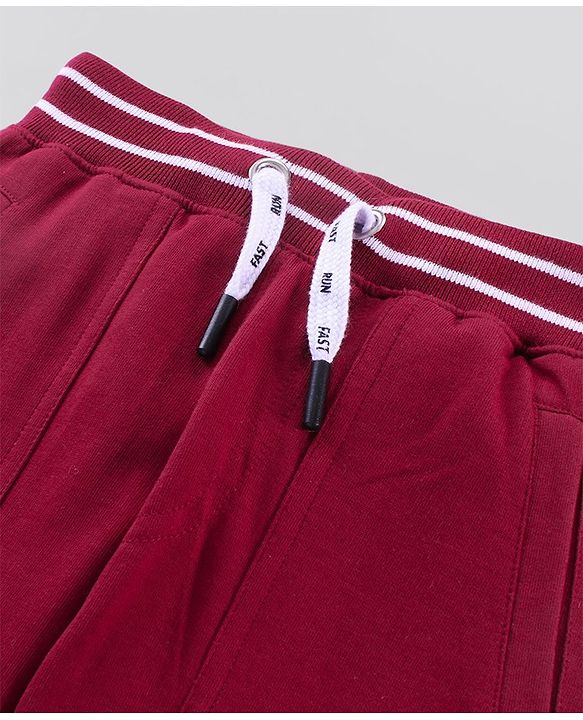 Pine Kids Biowashed Full Length Lounge Pant With Drawstring - Red