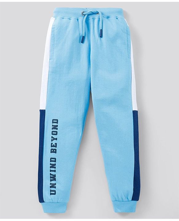 Pine Kids Full Length Biowashed Track Pants Text Print - Blue