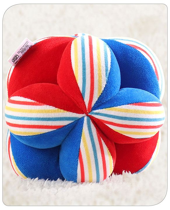 Babyhug Soft Rattle Ball for Infants|Multi-Texture Cotton Fabric with Gentle Sound|Stimulates Sensory, Motor & Visual Development|Lightweight & Easy to Grasp|BIS|Ideal Gift|3+ Months|Multicolor