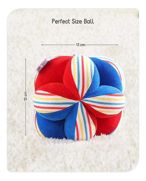 Babyhug Soft Rattle Ball for Infants|Multi-Texture Cotton Fabric with Gentle Sound|Stimulates Sensory, Motor & Visual Development|Lightweight & Easy to Grasp|BIS|Ideal Gift|3+ Months|Multicolor