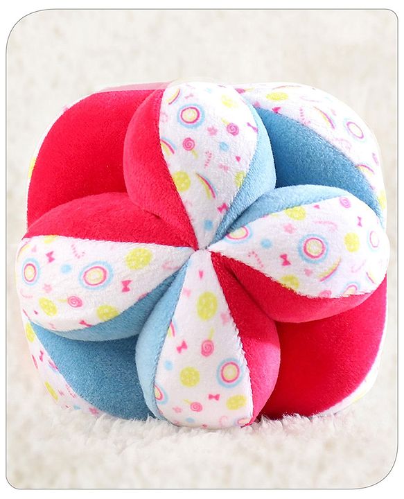 Babyhug Soft Rattle Ball for Infants|Multi-Texture Cotton Fabric with Gentle Sound|Stimulates Sensory, Motor & Visual Development|Lightweight & Easy to Grasp|BIS|Ideal Gift|3+ Months|Multicolor