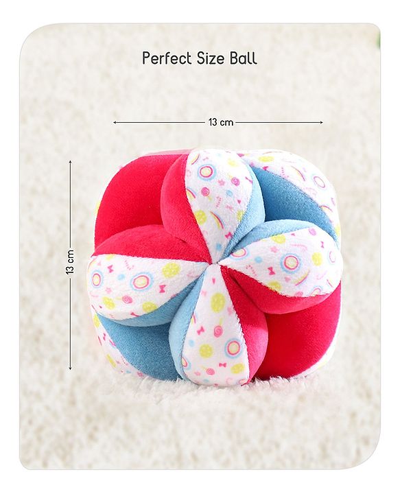 Babyhug Soft Rattle Ball for Infants|Multi-Texture Cotton Fabric with Gentle Sound|Stimulates Sensory, Motor & Visual Development|Lightweight & Easy to Grasp|BIS|Ideal Gift|3+ Months|Multicolor