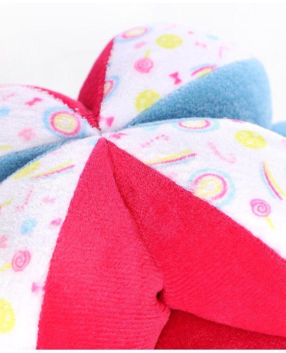 Babyhug Soft Rattle Ball for Infants|Multi-Texture Cotton Fabric with Gentle Sound|Stimulates Sensory, Motor & Visual Development|Lightweight & Easy to Grasp|BIS|Ideal Gift|3+ Months|Multicolor