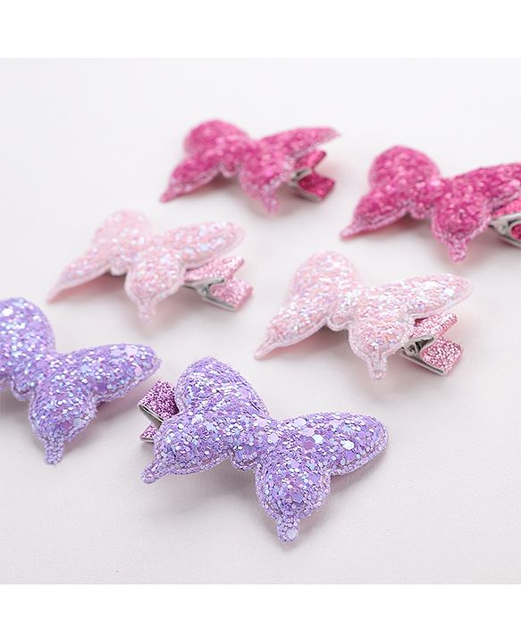 Babyhug Free Size Bow and Butterfly Clips Set of 6 - Multicolor