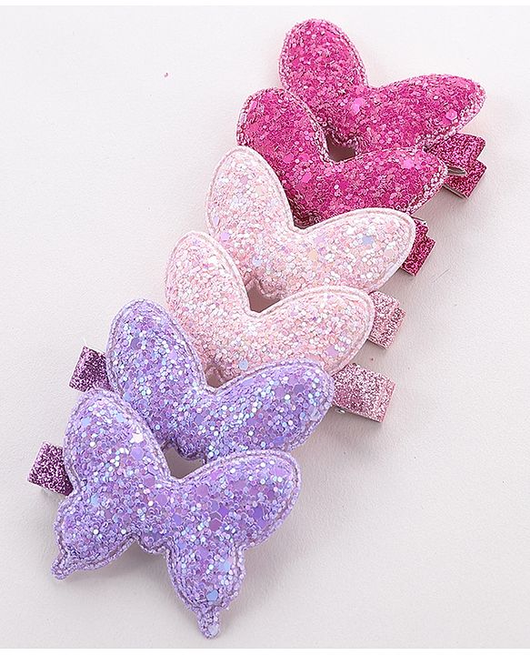 Babyhug Free Size Bow and Butterfly Clips Set of 6 - Multicolor