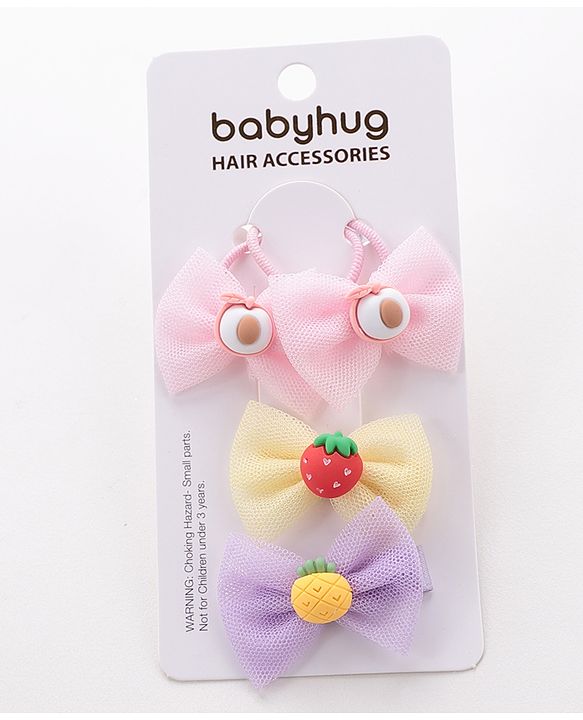 Babyhug Hair Clips & Rubber Band Combo - Multicolor